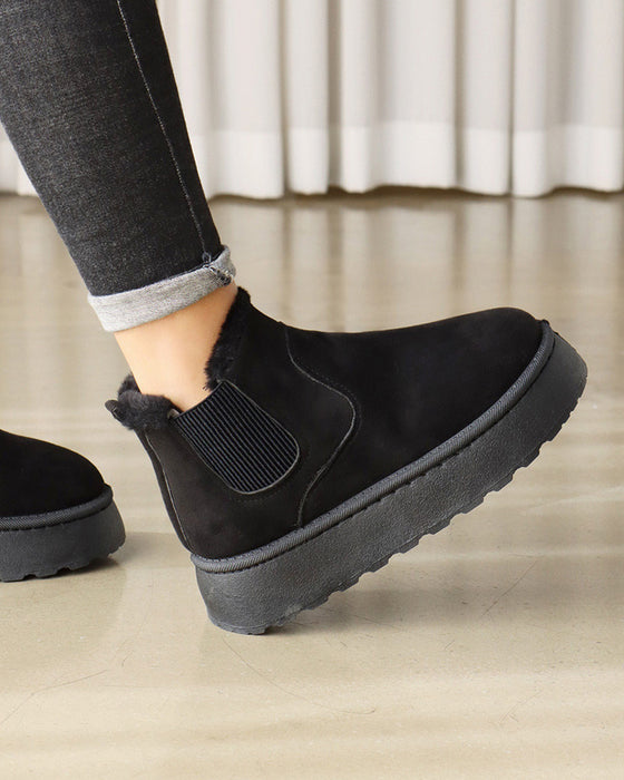 Bottes de neige à semelles épaisses de couleur unie