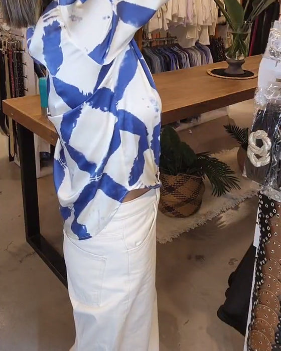 Chemise boutonnée imprimée avec revers et manches longues