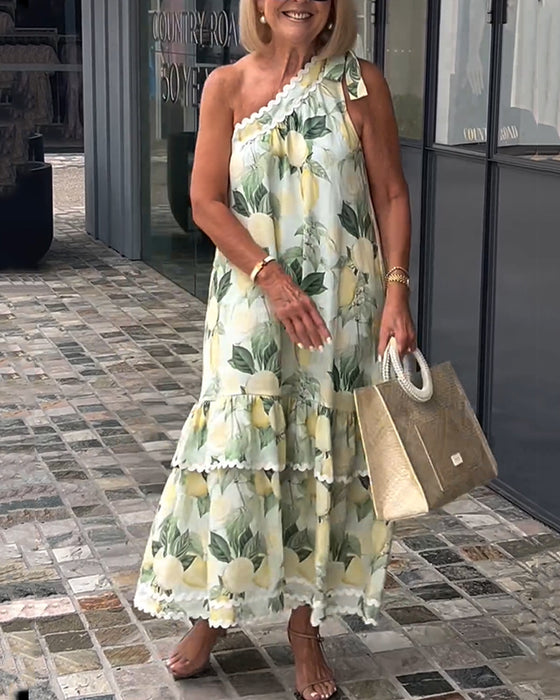 Robe asymétrique à imprimé floral