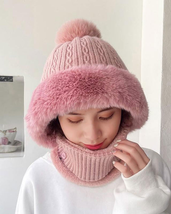 Bonnet Et Écharpe Tricotés Tout-En-Un