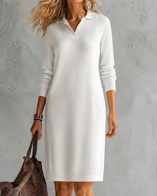 Robe Revers Col En V Ajustée Manches Longue