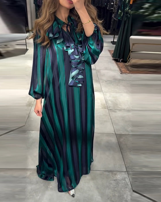 Robe Rayure Verticale Volant