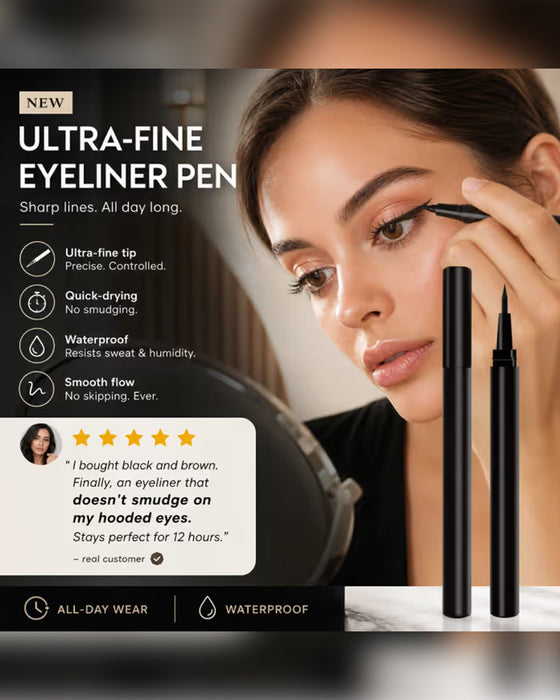 Eyeliner Liquide Imperméable Pointe Ultra-Fine Séchage Rapide