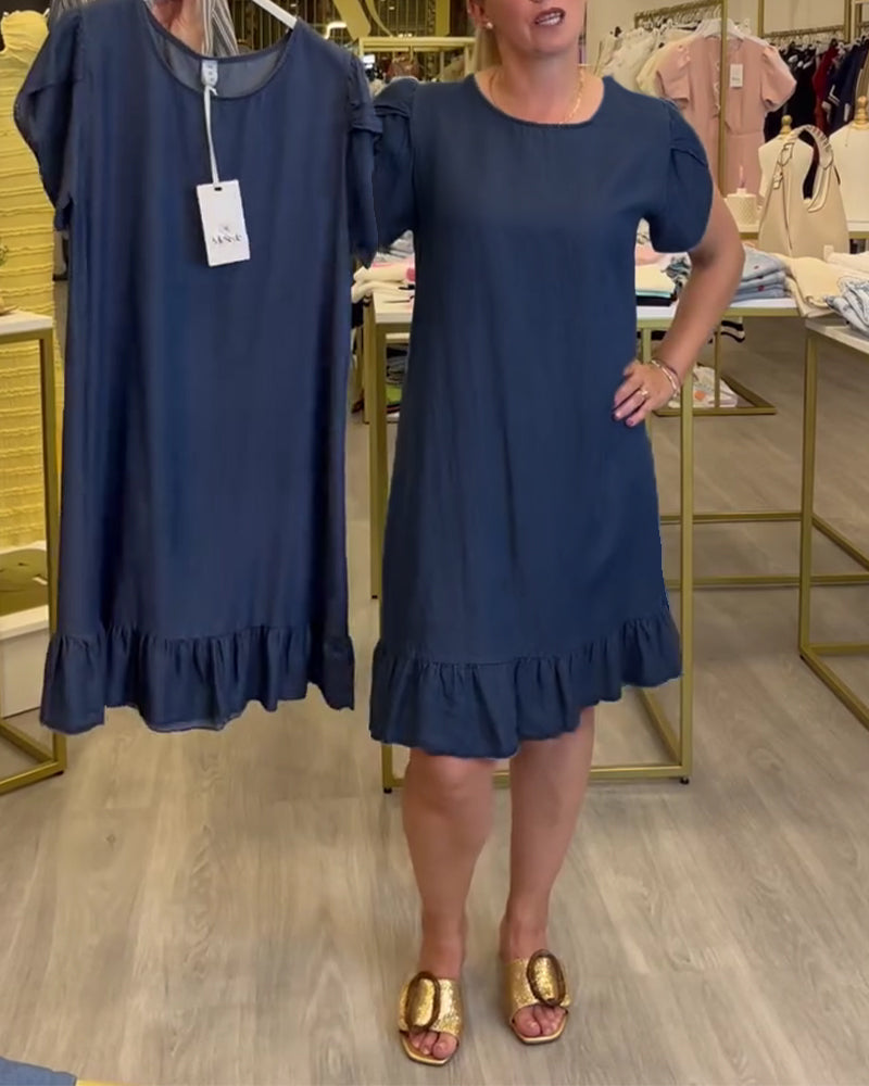 Robe Décontractée Denim Volantée