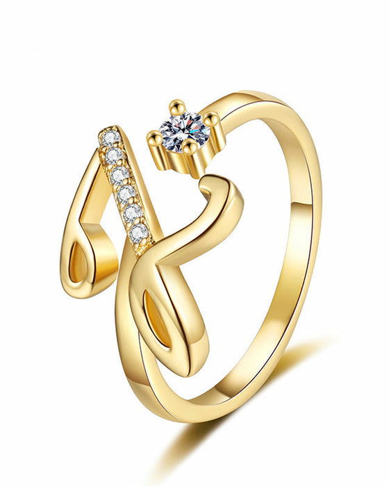 Bague Réglable Scintillante Avec Initiale Pour Femmes