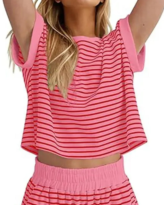 Set Short Manches Courtes Rayé