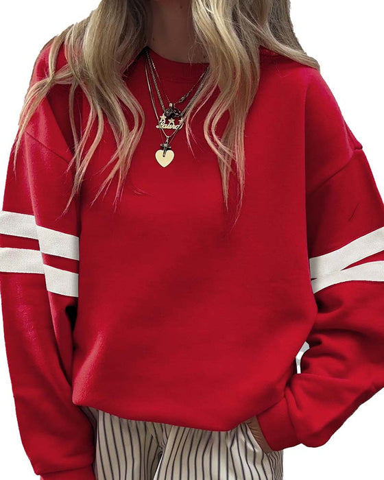Sweatshirt Col Rond Manches Longues Color-Block
