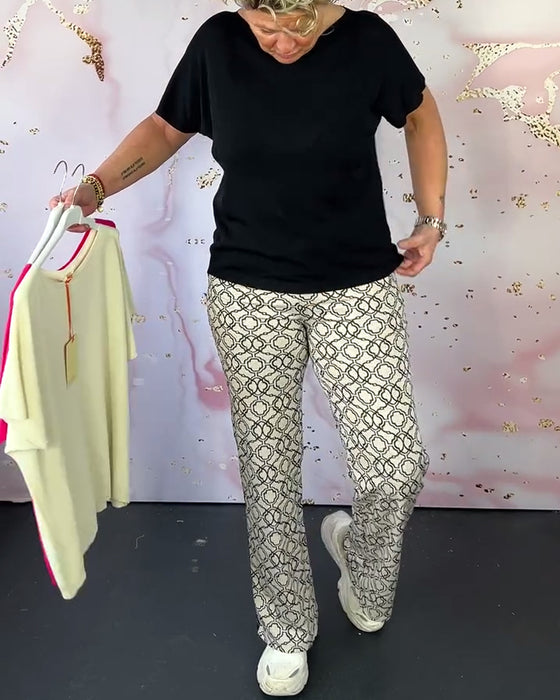 T-shirt décontracté à col rond de couleur unie