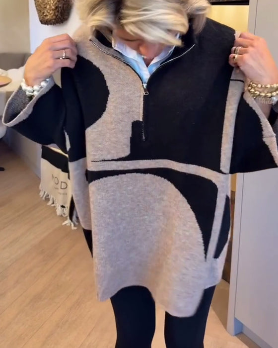 Pull À Demi-Zip Avec Col Montant Tendance