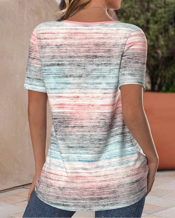 Haut à manches courtes, bloc de couleur et coupe slim