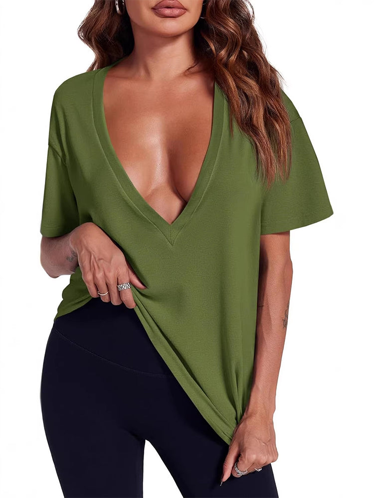 T-Shirt Femme Sexy Profond Col V