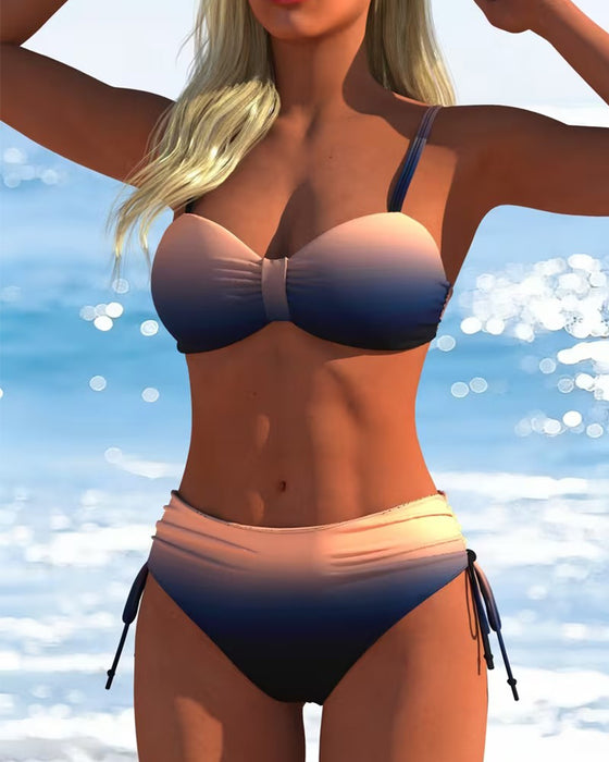Bikini Motif Dégradé Cordon De Serrage Mode