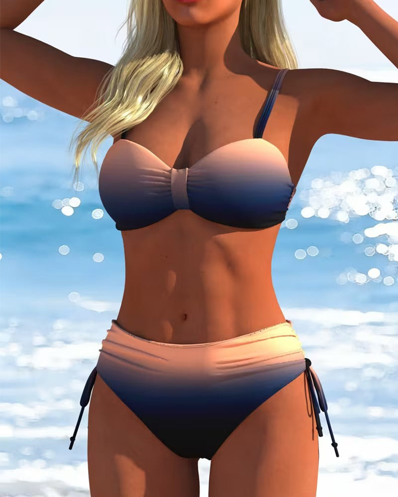 Bikini Motif Dégradé Cordon De Serrage Mode