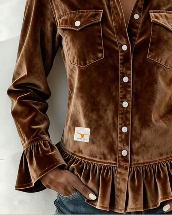 Chemise Volant Vintage Col