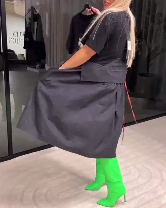 Robe Couture Ruban Fausse Deux-Pièces