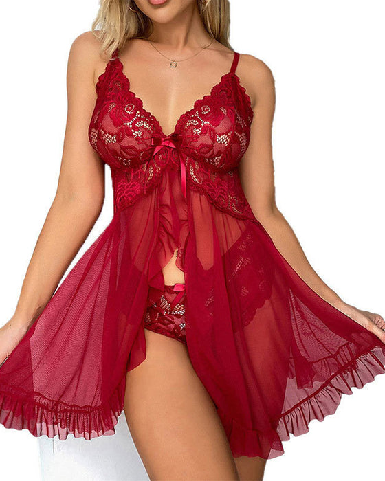 Ensemble De Nuisette Sexy En Mesh Transparent