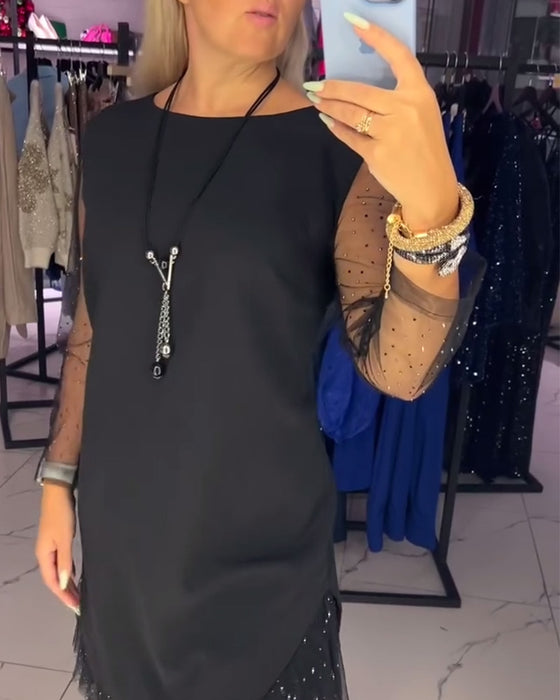 Robe Col Rond Mesh Transparent Couture