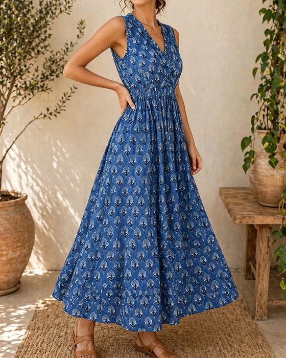 Robe Col V Sans Manches Taille