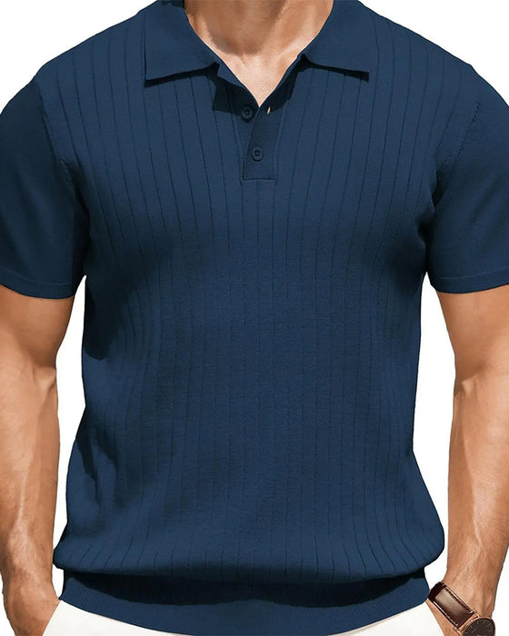 T-Shirt Côtelé Tricot Col Polo