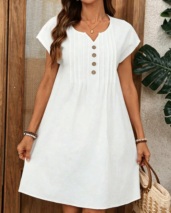 Robe Petit Col V Plissée