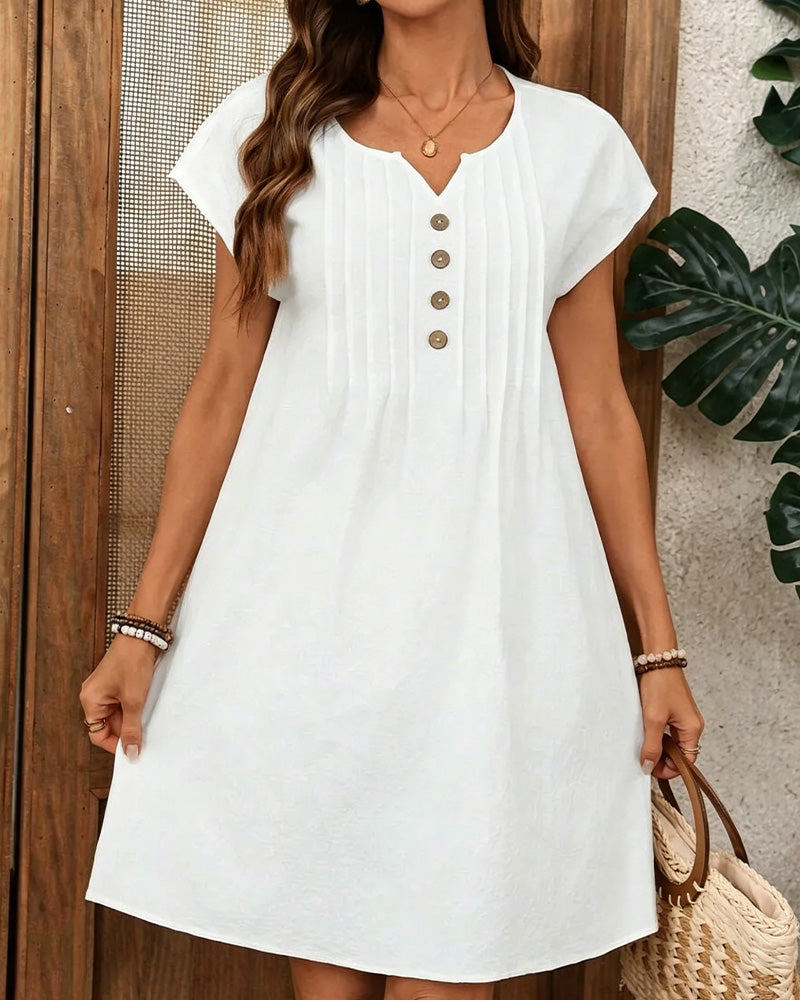 Robe Petit Col V Plissée