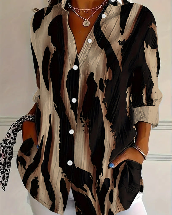 Blouse Col Montant Imprimé Irrégulier