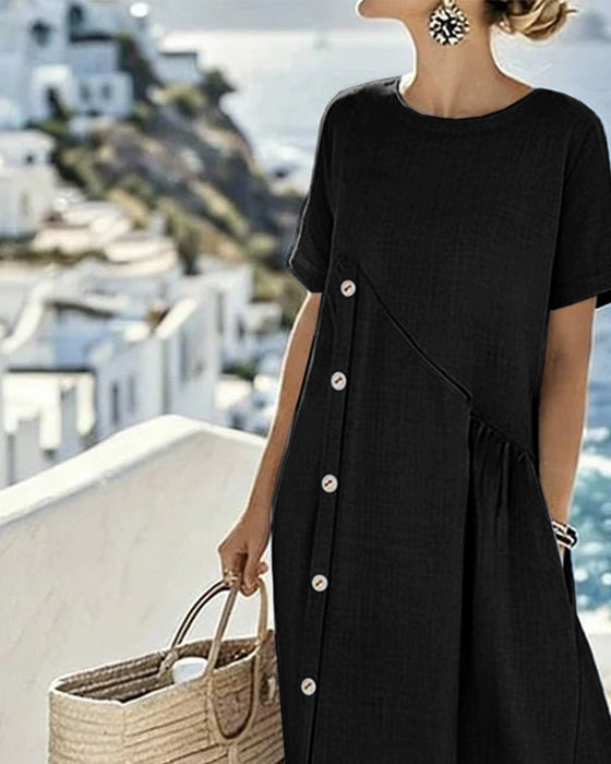 Robe Bouton Décor Décontractée