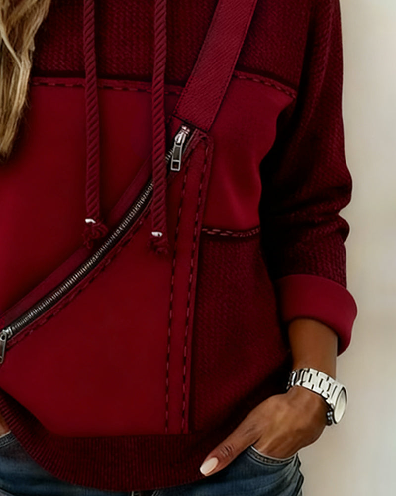 Sweat À Capuche Élégant À Blocs De Couleurs