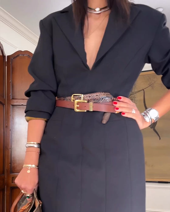Robe Col En V Stylé Workwear