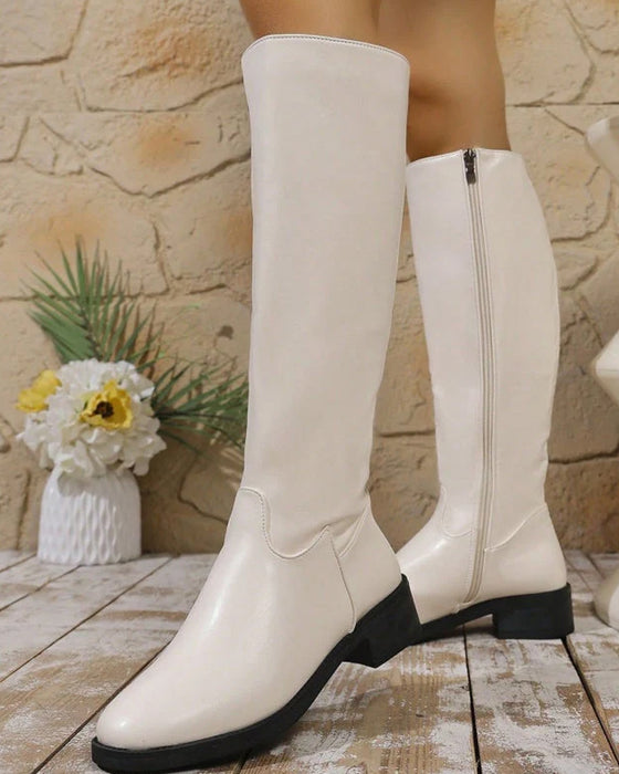 Bottes Mi-Mollet Femme À La Mode Avec Fermeture Éclair Latérale