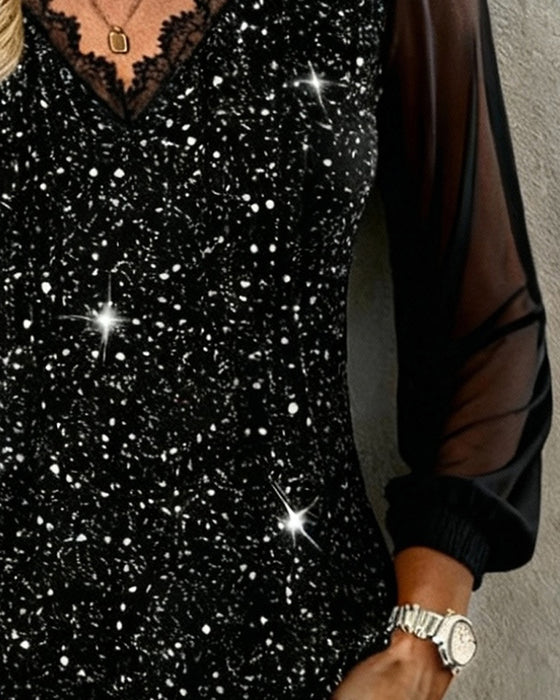 Blouse Tendance À Manches Longues Et Col En V