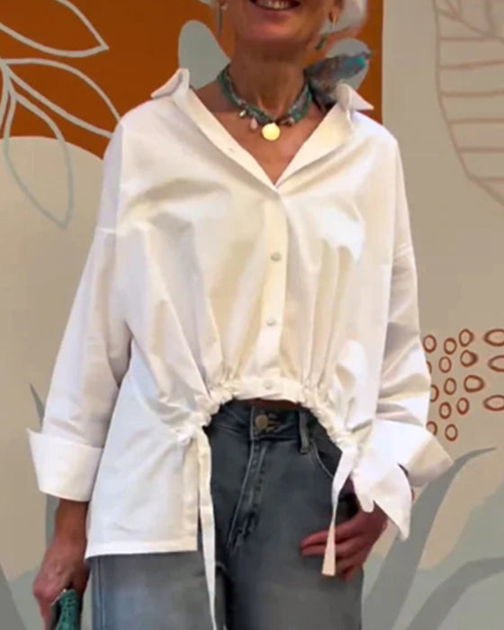 Haut à revers de couleur unie style banlieue