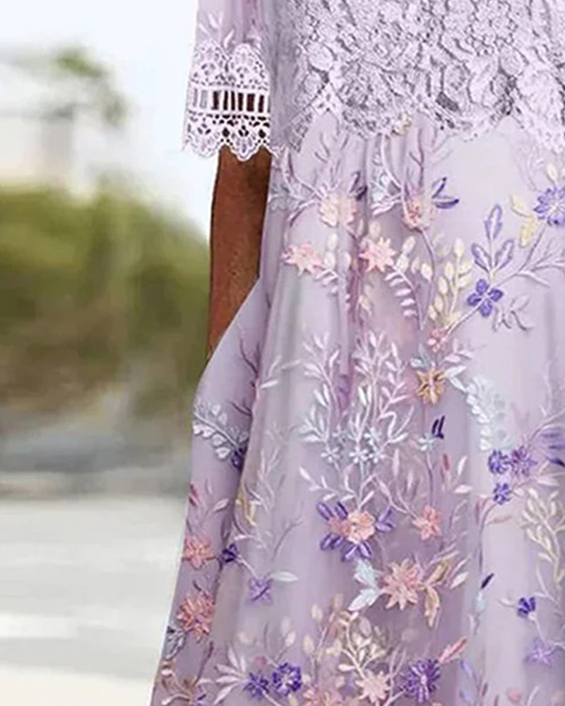 Robe Dentelle Florale Patchwork Ligne A