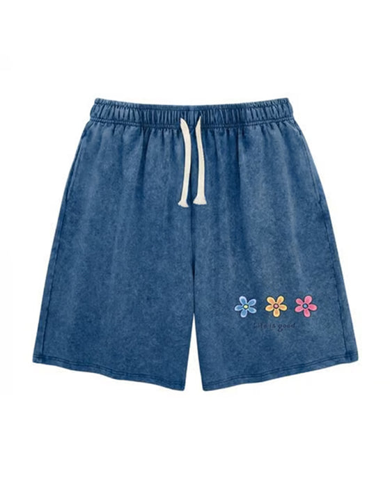 Short Imprimé Fleur Élastique Cordond Tirage