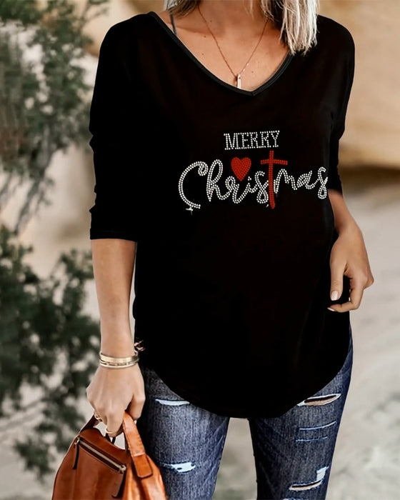 Haut Motif De Noël Imprimé Lettre