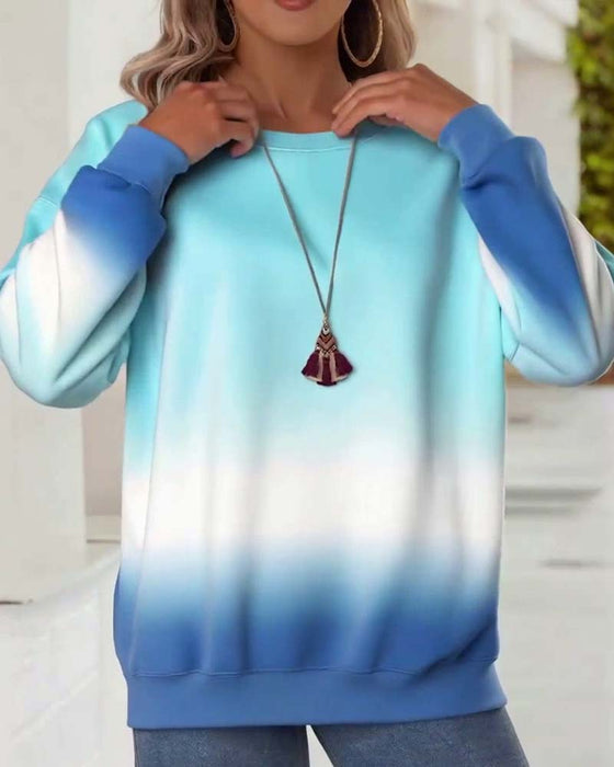 Sweat-shirt décontracté à col ras du cou dégradé