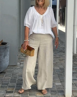 Ensemble Décolleté en V Pantalons Décontractés