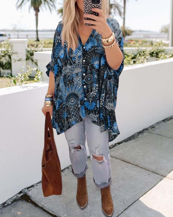 Chemisier Ample À Imprimé Tendance