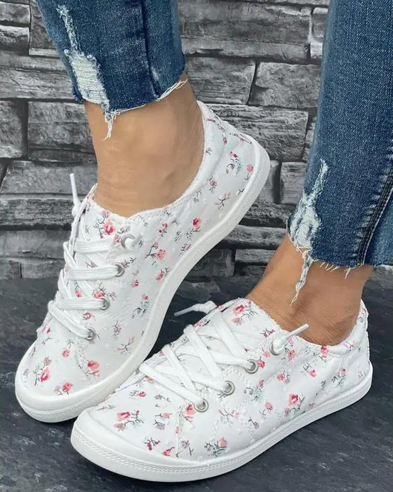 Chaussures Imprimé Floral Mode Décontracté Tissu