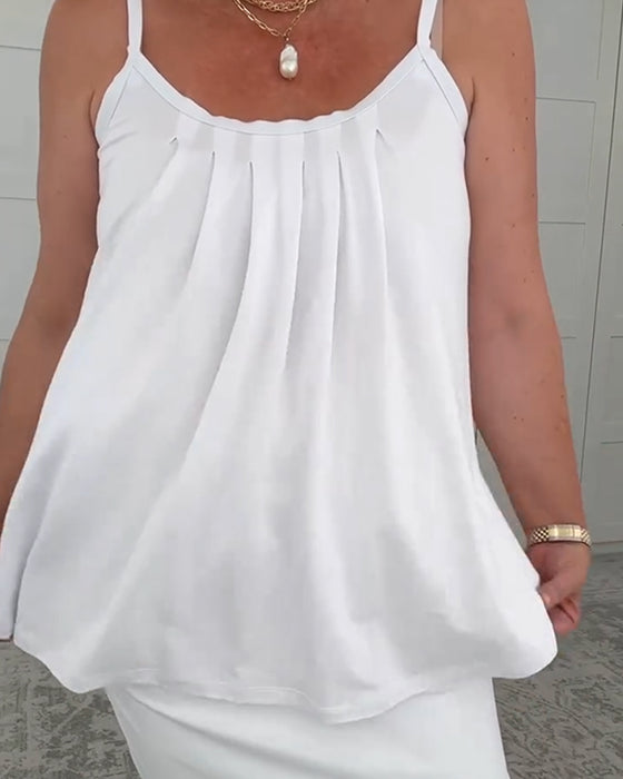 Gilet Bretelles Plissé Fond