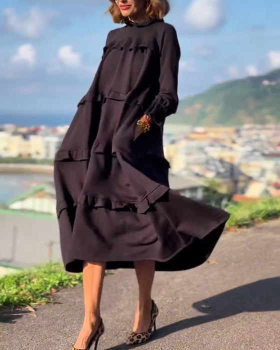 Robe décontractée de style doux de couleur unie