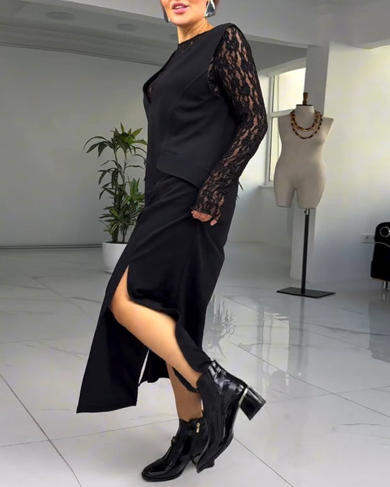 Robe Européenne Et Américaine En Dentelle Avec Fente