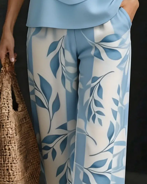Ensemble Sans Manches Imprimé À Larges Jambes