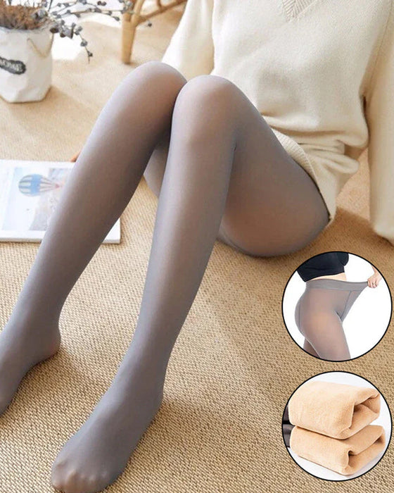 Collants élastiques doublés de peluche chaude translucide pour jambes impeccables
