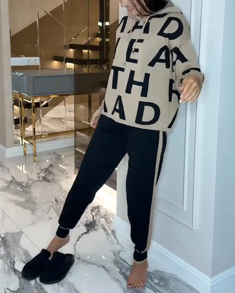 Ensemble Deux-Pièces À Capuche Et Imprimé Lettre