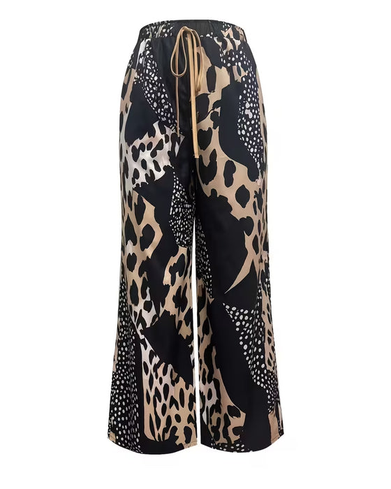 Pantalon Léopard Imprimé Polka Dot Jambe Large