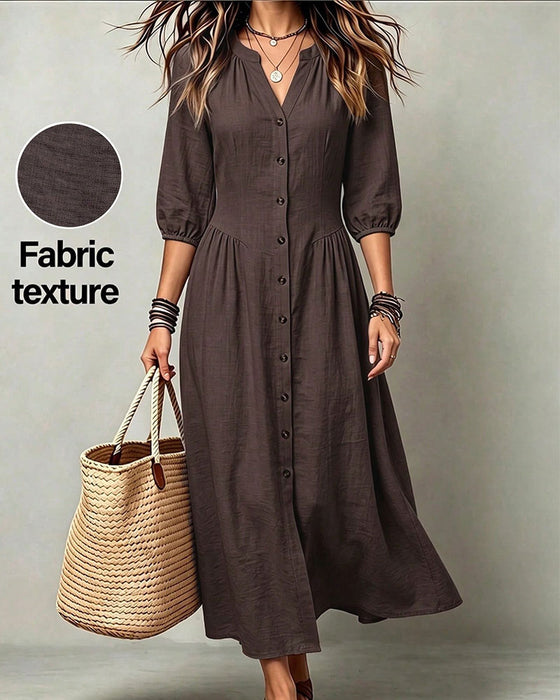 Robe Manches Courtes Vintage Taille Cintrée Coupe A