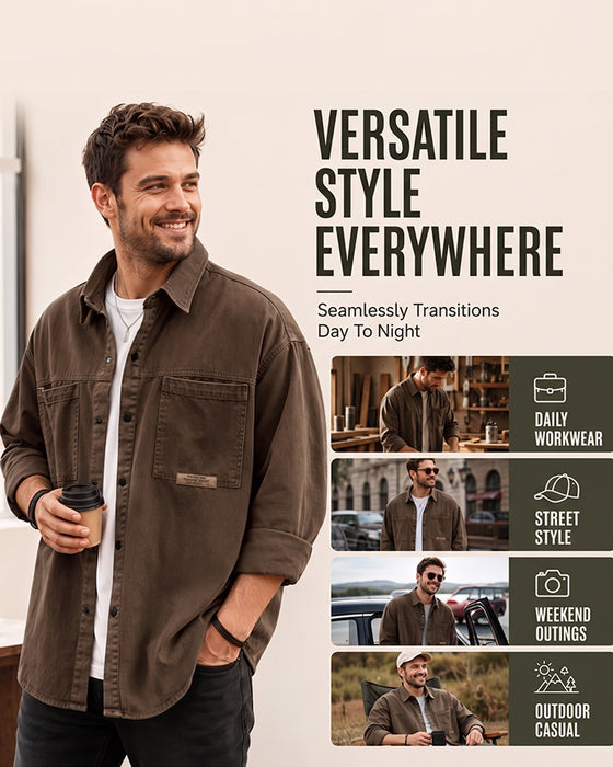 Manteau Vintage Revers Poche Épaule Descendue