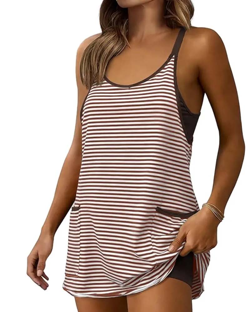 Combinaisons Rayées Sans Manches Camisole Décontractée
