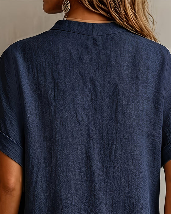 Blouse Col V Manche Courte Lâche